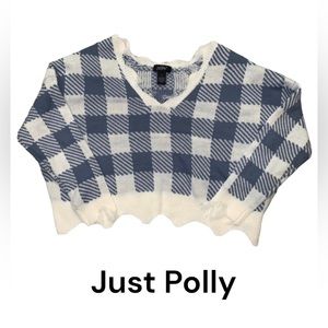 Just Polly Blue/White Cropped Sweater